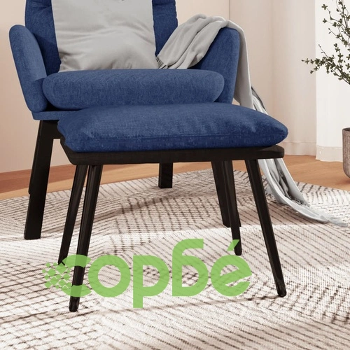 Табуретка, синя, 45x29,5x35 см, текстил и изкуствена кожа ➤ топ цена ➤ sorbe.bg
