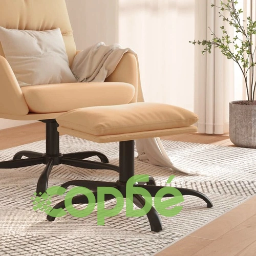 Табуретка, кремава, 60x60x36 см, плат микрофибър ➤ топ цена ➤ sorbe.bg