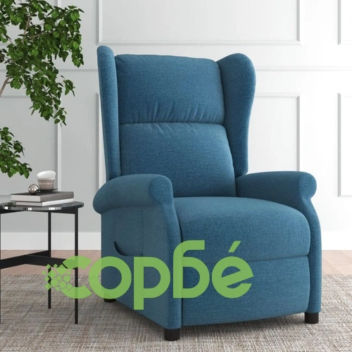 Wingback реклайнер стол, син, текстил ➤ топ цена ➤ sorbe.bg
