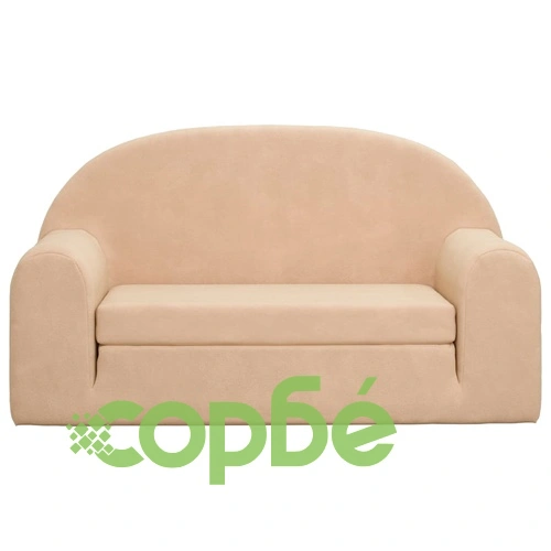 2-местен детски диван-легло кремаво мек плюш ➤ топ цена ➤ sorbe.bg