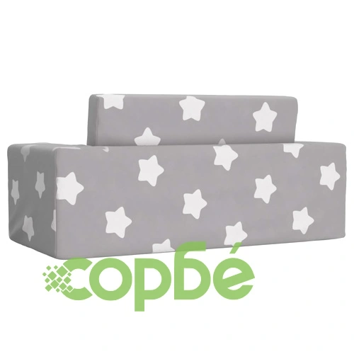 2-местен детски диван-легло светлосив със звезди мек плюш ➤ топ цена ➤ sorbe.bg