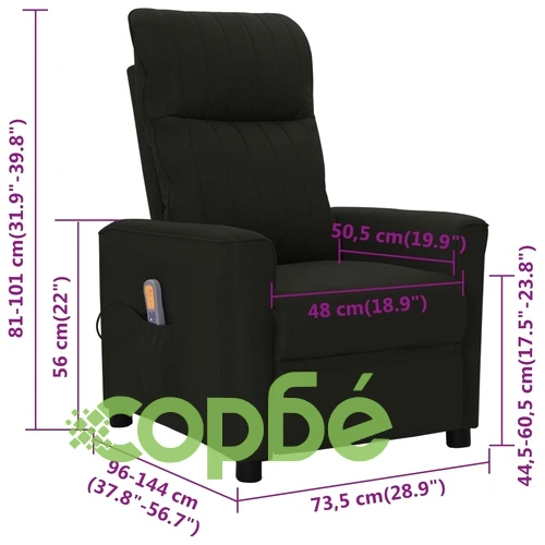 Масажен стол, черен, текстил ➤ топ цена ➤ sorbe.bg