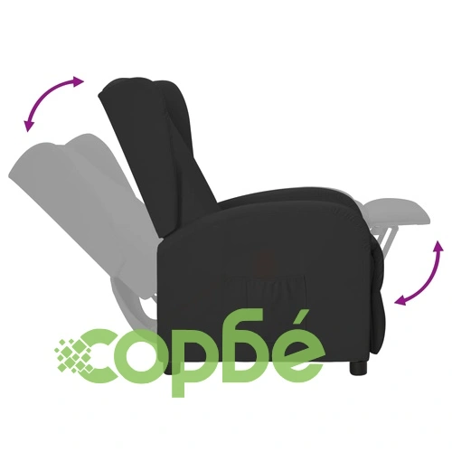 Wingback реклайнер стол, черен, изкуствена кожа ➤ топ цена ➤ sorbe.bg