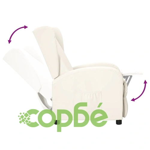 Wingback реклайнер стол, кремав, изкуствена кожа ➤ топ цена ➤ sorbe.bg