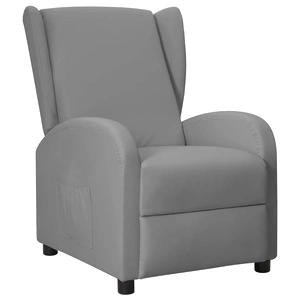 Wingback реклайнер стол, сив, изкуствена кожа