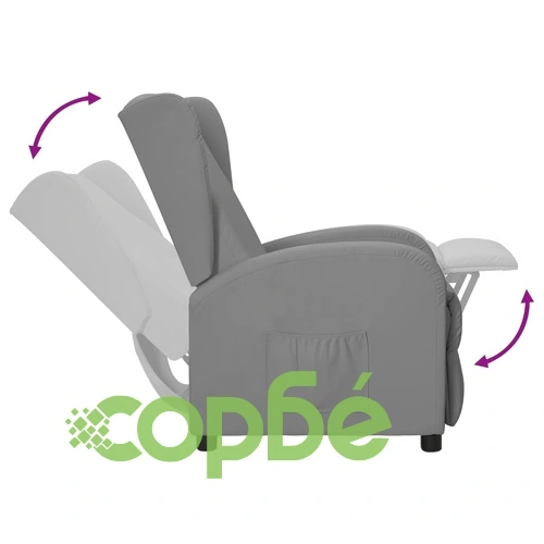 Wingback реклайнер стол, сив, изкуствена кожа ➤ топ цена ➤ sorbe.bg