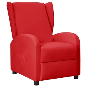 Wingback реклайнер стол, виненочервен, изкуствена кожа