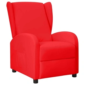 Wingback реклайнер стол, червен, изкуствена кожа