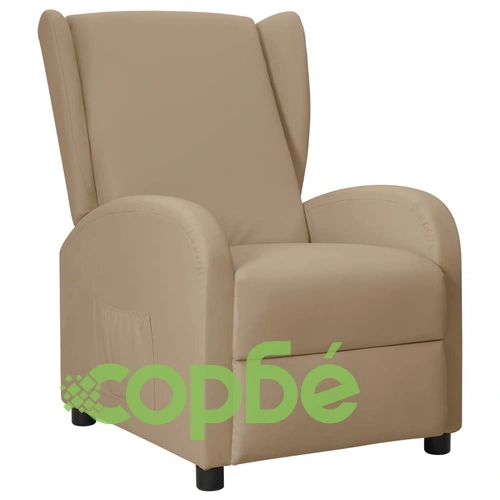 Wingback реклайнер стол, капучино, изкуствена кожа ➤ топ цена ➤ sorbe.bg