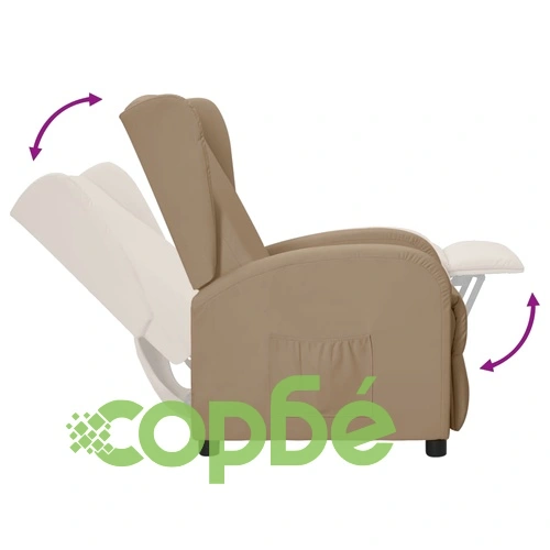 Wingback реклайнер стол, капучино, изкуствена кожа ➤ топ цена ➤ sorbe.bg