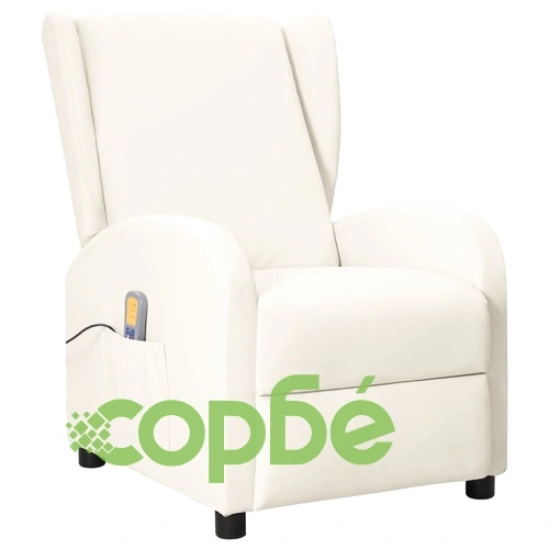 Wingback масажен стол, кремав, изкуствена кожа ➤ топ цена ➤ sorbe.bg