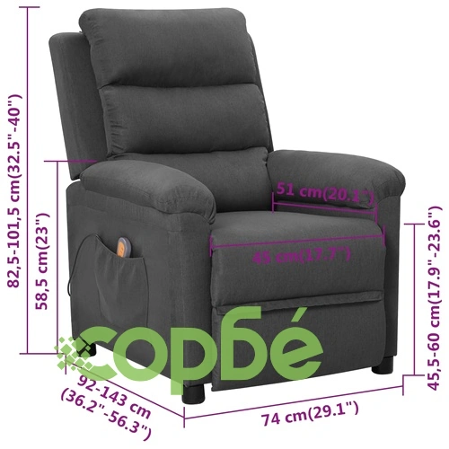 Масажен стол, тъмносив, текстил ➤ топ цена ➤ sorbe.bg