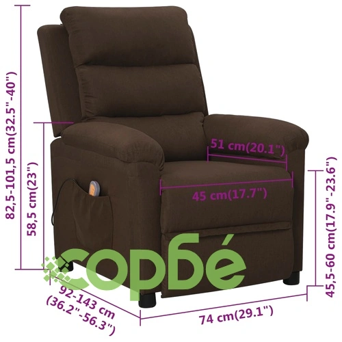 Масажен стол, тъмнокафяв, текстил ➤ топ цена ➤ sorbe.bg