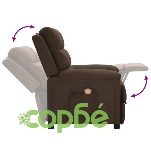 Масажен стол, тъмнокафяв, текстил ➤ топ цена ➤ sorbe.bg