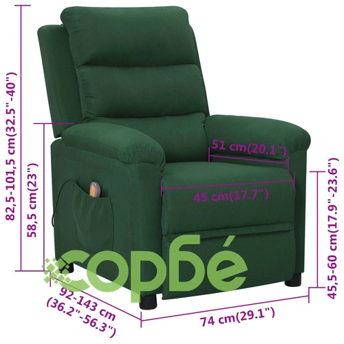 Масажен стол, тъмнозелен, текстил ➤ топ цена ➤ sorbe.bg