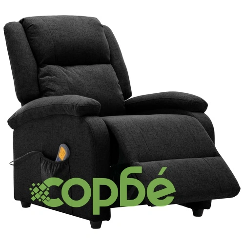 Wingback масажен стол, черен, текстил ➤ топ цена ➤ sorbe.bg