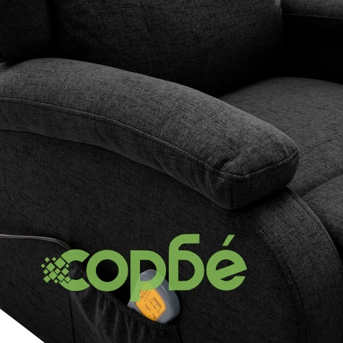 Wingback масажен стол, черен, текстил ➤ топ цена ➤ sorbe.bg