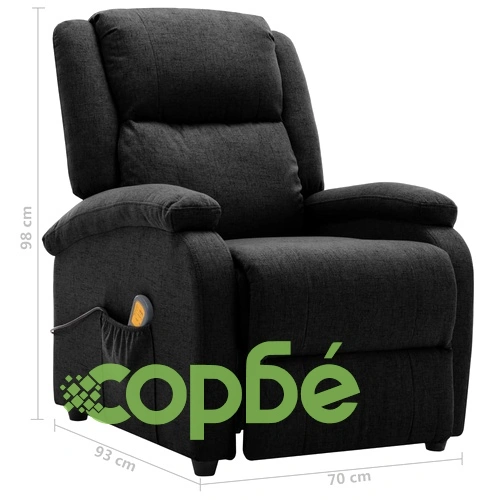 Wingback масажен стол, черен, текстил ➤ топ цена ➤ sorbe.bg