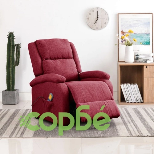 Wingback масажен стол, виненочервен, текстил ➤ топ цена ➤ sorbe.bg