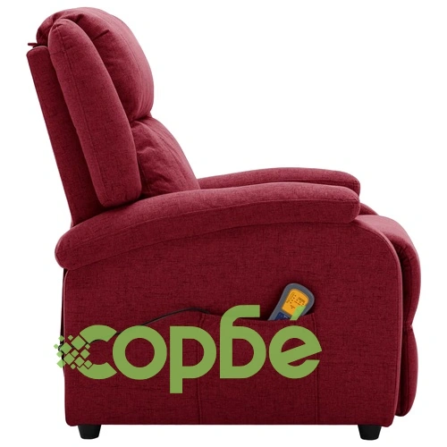 Wingback масажен стол, виненочервен, текстил ➤ топ цена ➤ sorbe.bg