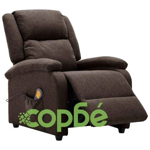 Wingback масажен стол, тъмнокафяв, текстил ➤ топ цена ➤ sorbe.bg