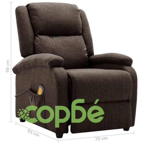 Wingback масажен стол, тъмнокафяв, текстил ➤ топ цена ➤ sorbe.bg