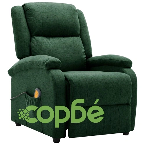 Wingback масажен стол, тъмнозелен, текстил ➤ топ цена ➤ sorbe.bg