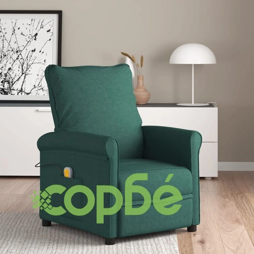 Масажен стол, тъмнозелен, текстил ➤ топ цена ➤ sorbe.bg