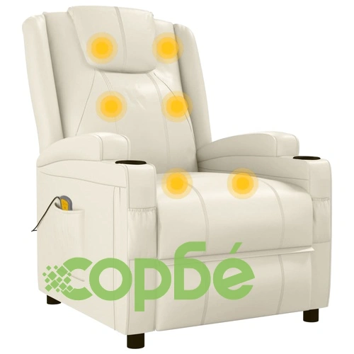 Масажен стол, кремавобял, изкуствена кожа ➤ топ цена ➤ sorbe.bg