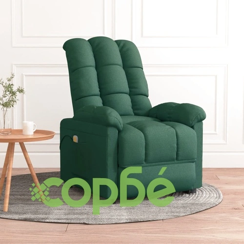 Масажен стол, тъмнозелен, текстил ➤ топ цена ➤ sorbe.bg