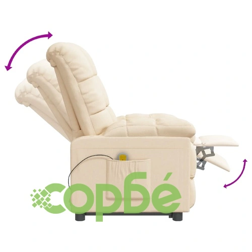 Масажен стол, кремав, текстил ➤ топ цена ➤ sorbe.bg