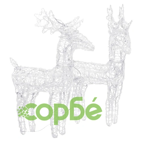 Коледни елени, 2 бр, многоцветни, 80 LED, акрил ➤ топ цена ➤ sorbe.bg