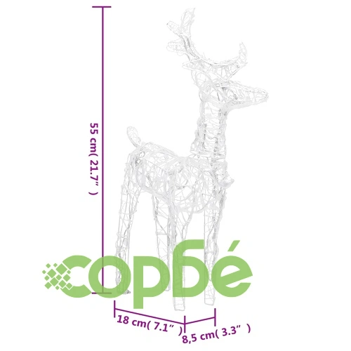 Коледни елени, 2 бр, многоцветни, 80 LED, акрил ➤ топ цена ➤ sorbe.bg