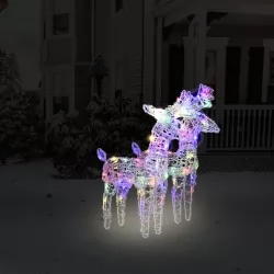 Коледни елени, 2 бр, многоцветни, 80 LED, акрил