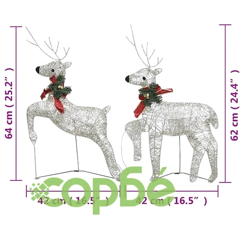 Коледни елени, 2 бр, златисти, 40 LED ➤ топ цена ➤ sorbe.bg