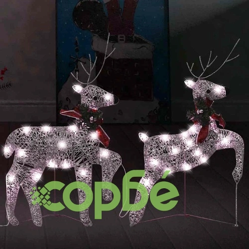 Коледни елени, 2 бр, златисти, 40 LED ➤ топ цена ➤ sorbe.bg