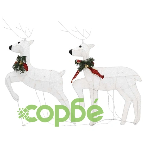 Коледни елени, 2 бр, бели, 40 LED ➤ топ цена ➤ sorbe.bg