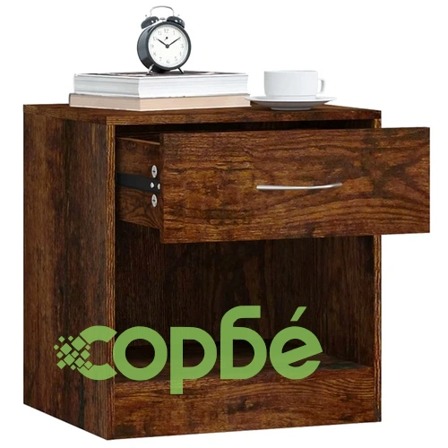 Нощни шкафчета, 2 бр, с чекмеджета, опушен дъб ➤ топ цена ➤ sorbe.bg