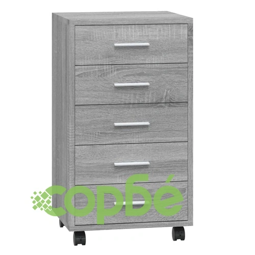 Шкаф с чекмеджета с колелца инженерно дърво сив сонома ➤ топ цена ➤ sorbe.bg
