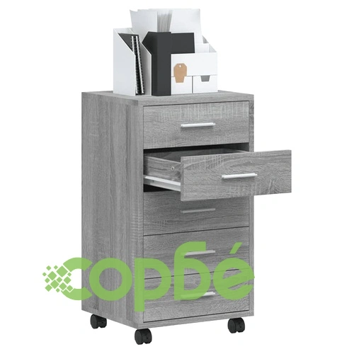 Шкаф с чекмеджета с колелца инженерно дърво сив сонома ➤ топ цена ➤ sorbe.bg