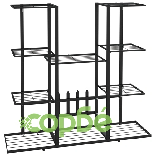 Стойка за цветя, 94,5x25x89 см, черна, желязо ➤ топ цена ➤ sorbe.bg