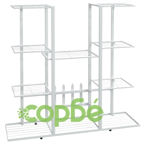 Стойка за цветя, 94,5x25x89 см, бяла, желязо ➤ топ цена ➤ sorbe.bg