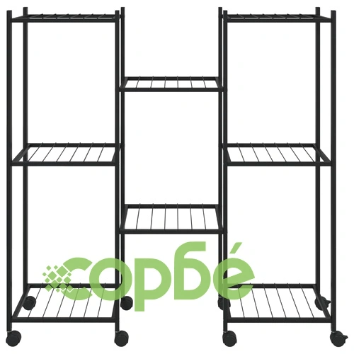 Стойка за цветя на колела 83x25x83,5 см черна желязо ➤ топ цена ➤ sorbe.bg
