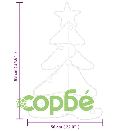 Фигура коледно дърво със 144 светодиода, 88x56 см ➤ топ цена ➤ sorbe.bg