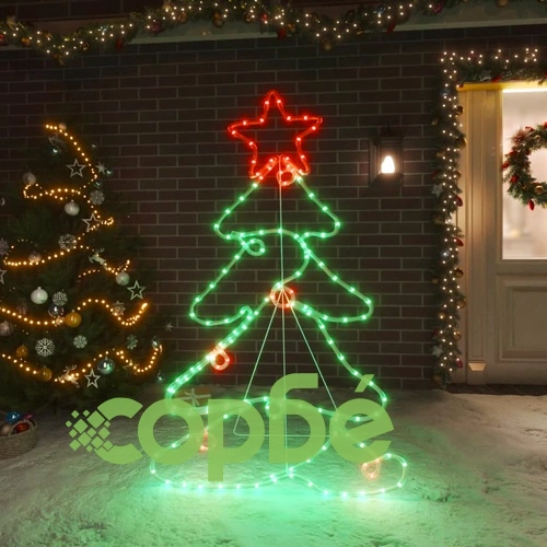 Фигура коледно дърво със 144 светодиода, 88x56 см ➤ топ цена ➤ sorbe.bg