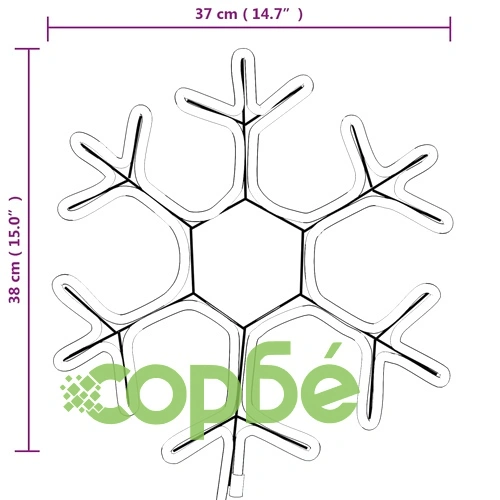 Коледна фигура снежинка със 72 светодиода, топло бяло, 38x37 см ➤ топ цена ➤ sorbe.bg