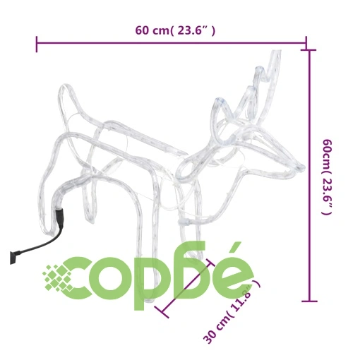 Коледна фигура северен елен, топло бяло, 60x30x60 см ➤ топ цена ➤ sorbe.bg