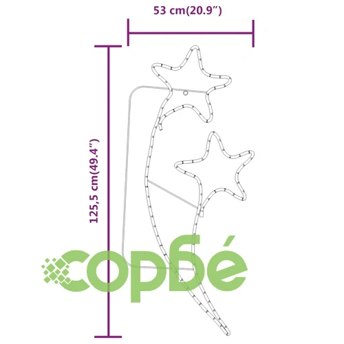 Светещ маркуч с форма на звезди 2 бр топло бяло 125,5x53x4,5 см ➤ топ цена ➤ sorbe.bg