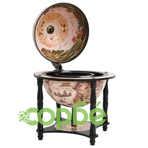 Бар поставка за вино глобус, черна, масивно дърво евкалипт ➤ топ цена ➤ sorbe.bg