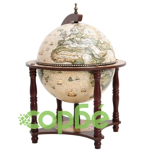 Бар поставка за вино глобус, кафява, масивно дърво евкалипт ➤ топ цена ➤ sorbe.bg